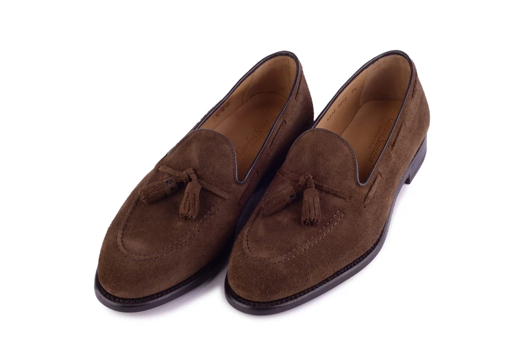 zamszowe tassel lofaer, buty szyty