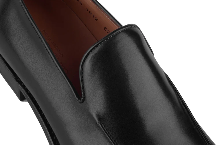 9926 carlos santos czarne buty wsuwane loafers gyw skórzana podeszwa