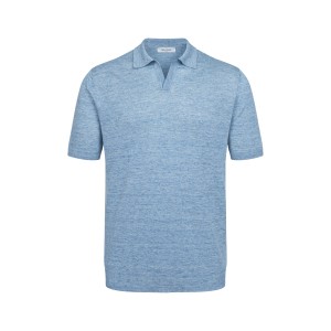 GRAN SASSO T-shirt Polo Blue 100% linen