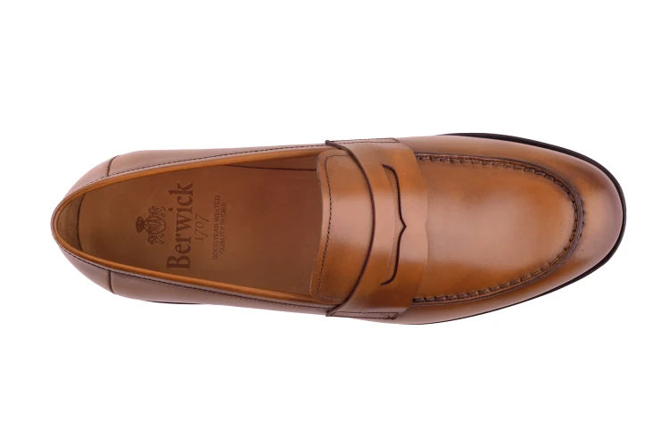 szyte ręcznie penny loafers ze skóry cielęcej