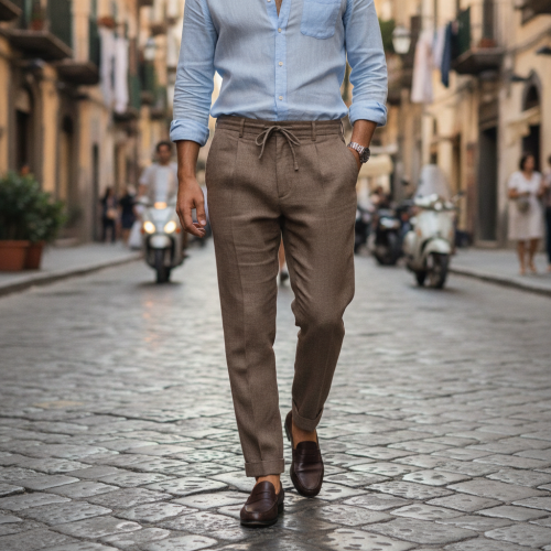 PARTIGIANI-Linen-Joggers-–-Brown-