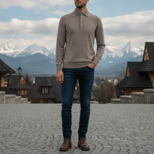 GRAN-SASSO-Polo-z-wełny-merino-beżowe