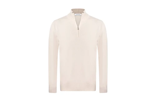 GRAN SASSO Sweter wełniany Zip Beżowy