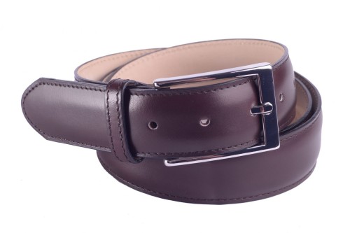 Pasek Berwick Moka, pasek męski do spodni, męski  skórzany pasek, belt, dark brown, ciemny brąz, skóra naturalna, srebrna klamra
