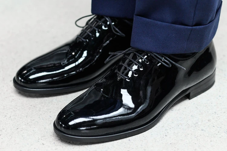 Partigiani oxford patent bologna system leather sole