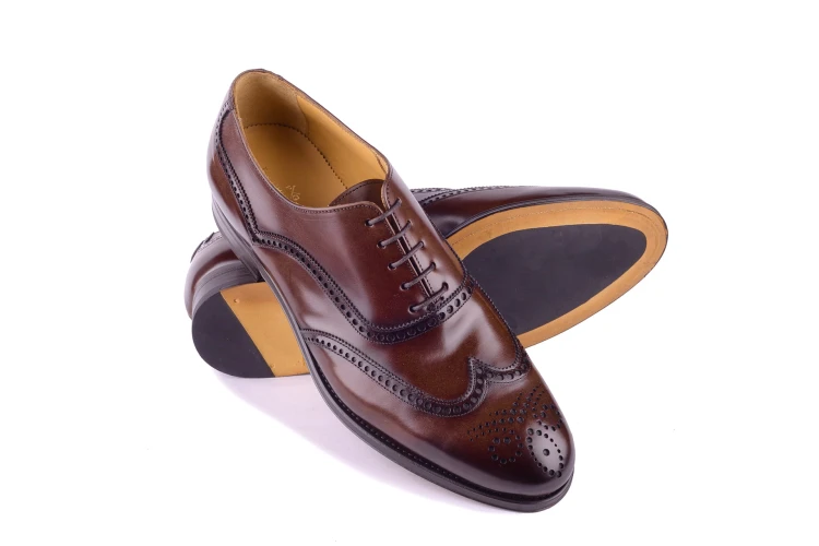 Partigiani 7567 oxford full brogue polished calf leather color brown