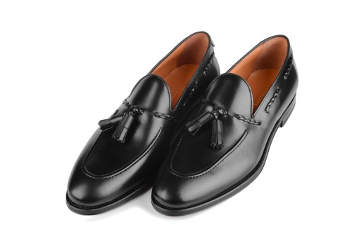 tasell loafer, czrane mokasyny skórzane, wsuwane mokasyny męskie