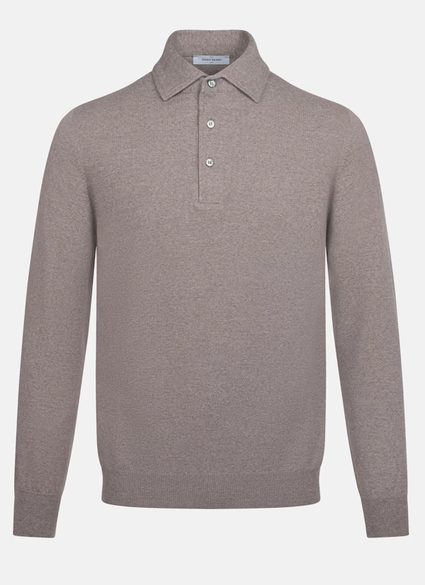 GRAN SASSO Polo z wełny merino beżowe