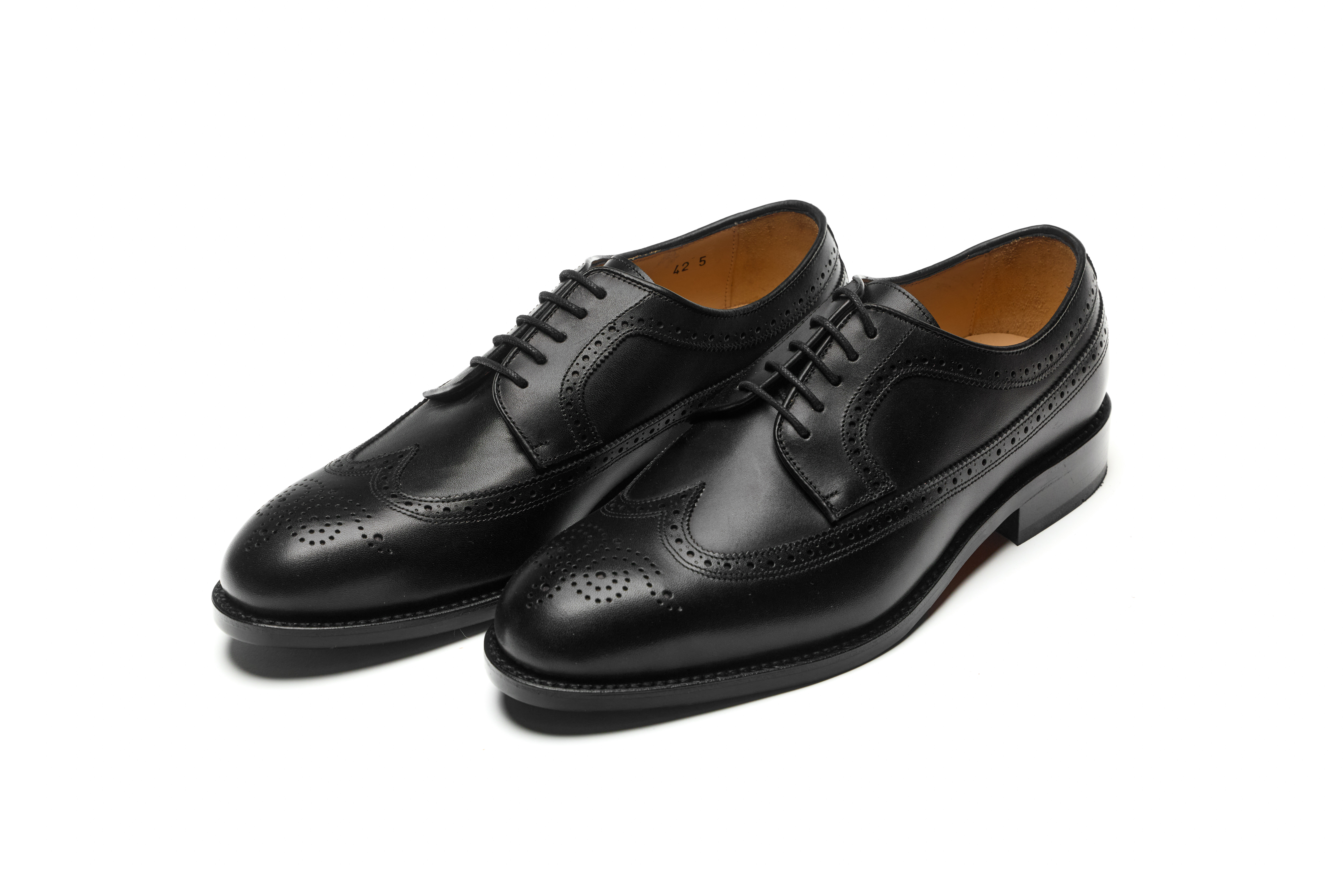 partigiani derby long wing rubber sole black calf